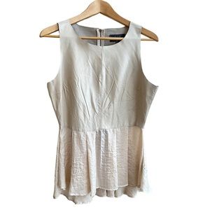 NWT PJK PATTERSON J. KINKAID Cream Sleeveless Lamb Leather & Satin Peplum Size L